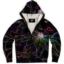 Load image into Gallery viewer, Microfleece Zip Up Hoodie - Abstract Daisies Design