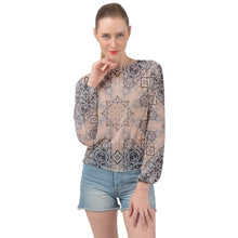 Load image into Gallery viewer, Banded Bottom Chiffon Top - Frost and Romance Kaleidoscope