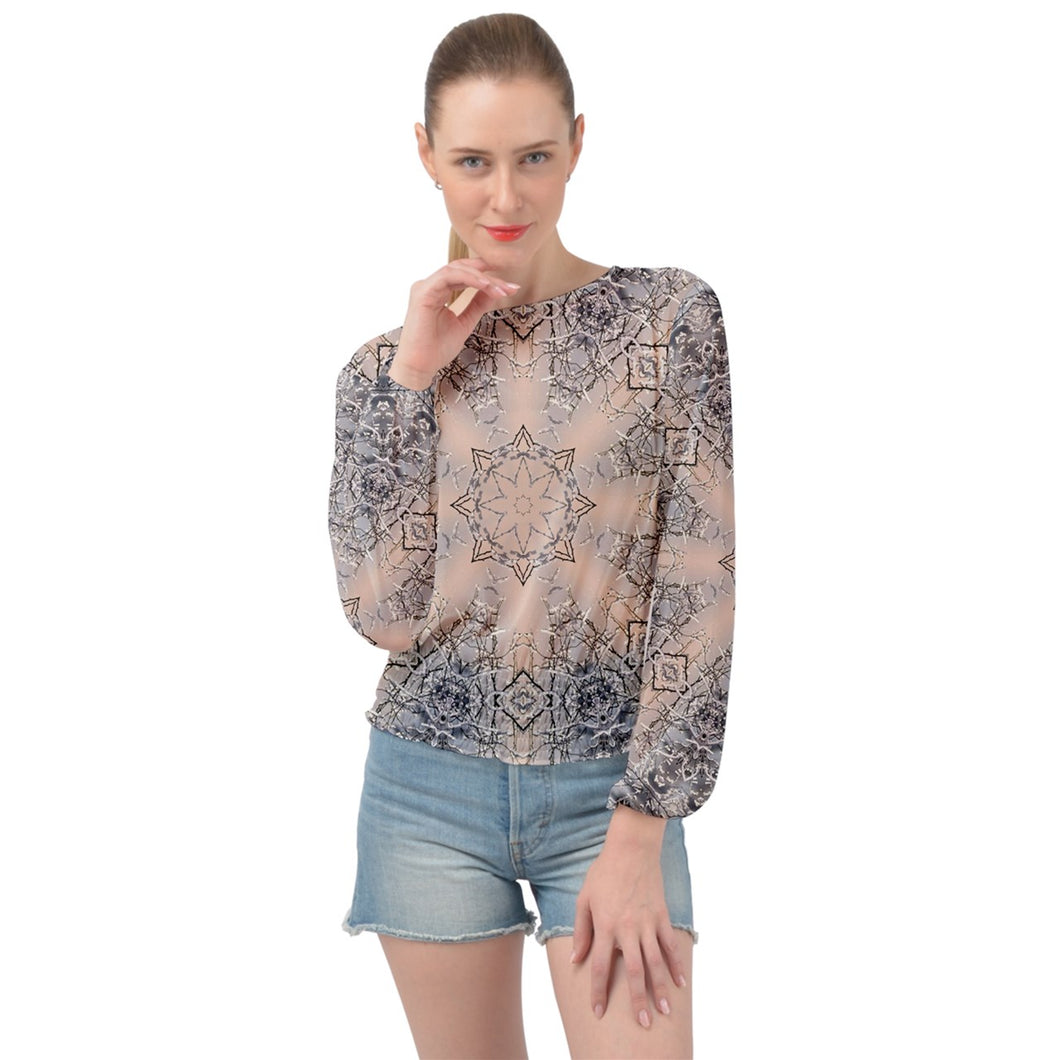 Banded Bottom Chiffon Top - Frost and Romance Kaleidoscope