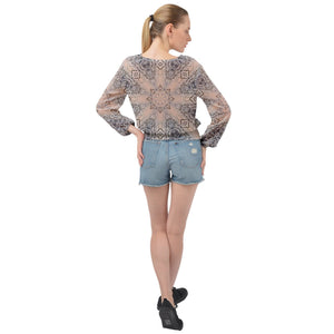 Banded Bottom Chiffon Top - Frost and Romance Kaleidoscope