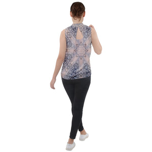 Mock Neck Chiffon Sleeveless Top - Frost and Romance Kaleidoscope