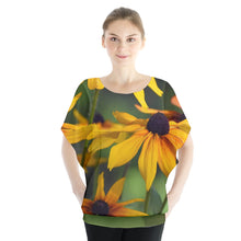 Load image into Gallery viewer, Batwing Chiffon Blouse - Yellow Daisies Design