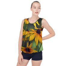Load image into Gallery viewer, Bubble Hem Chiffon Tank Top - Yellow Daisies Design