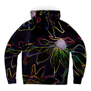 Microfleece Zip Up Hoodie - Abstract Daisies Design