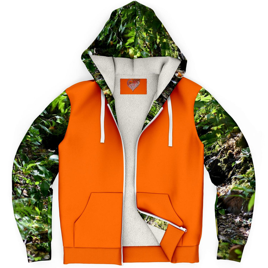 Microfleece Zip Up Hoodie - Forest Knoll Safety Orange