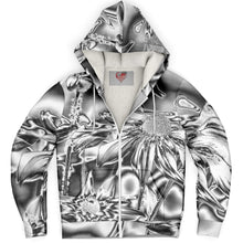 Load image into Gallery viewer, Microfleece Zip Up Hoodie - Chrome Daisies Design