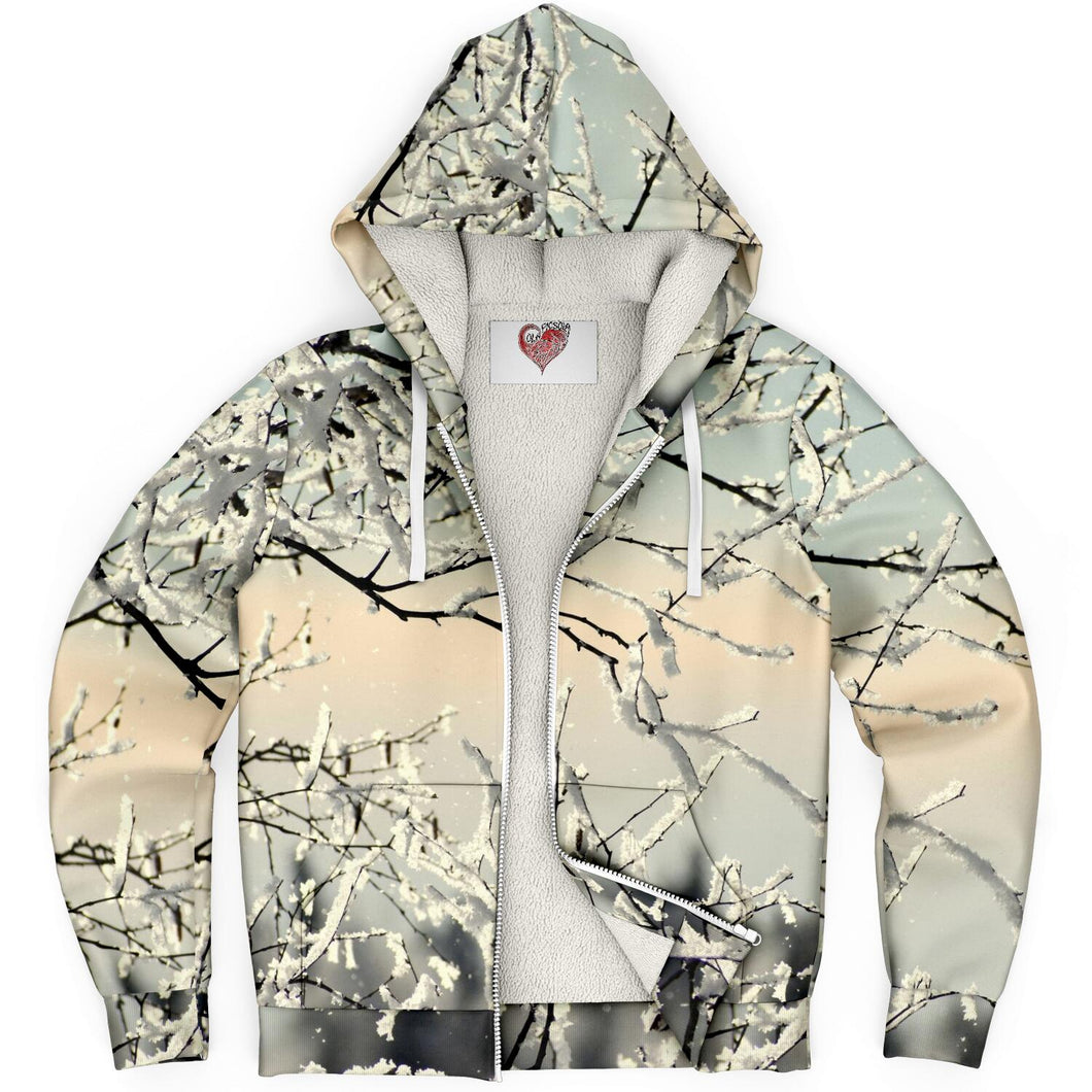 Microfleece Zip Up Hoodie - Frost and Romance Design